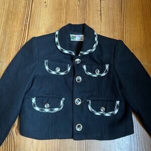 Why and‎ 1/2 vintage black white checkered wool coat SIZE 3